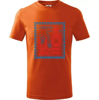 Londýn známka jednoduchá - Tričko dětské bavlněné - 134 cm/8 let ( Oranžová )
