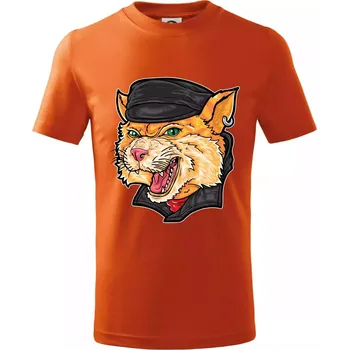 Chlapecké tričko Kocour motorkář - Tričko dětské bavlněné - 146 cm/10 let ( Oranžová )