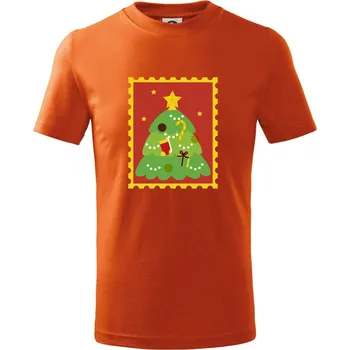 Rodinná vánoční trička - známky - Tričko dětské bavlněné - 146 cm/10 let ( Oranžová )
