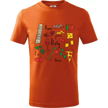 Itálie symboly - Tričko dětské bavlněné - 146 cm/10 let ( Oranžová )