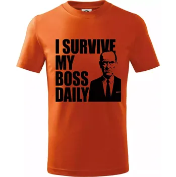 Chlapecké tričko I survive my boss daily - Tričko dětské bavlněné - 134 cm/8 let ( Oranžová )