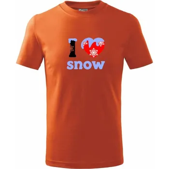 Chlapecké tričko I love snow - Tričko dětské bavlněné - 98 cm / 2 roky ( Oranžová )