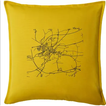 Polštář Černobílá mapa Cerhovice 267 61 - Polštář 50x50 - 50x50 - Pouze potah ( Žlutá )