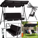 Mamido Zahradní houpačka pro tři osoby s matrací černá