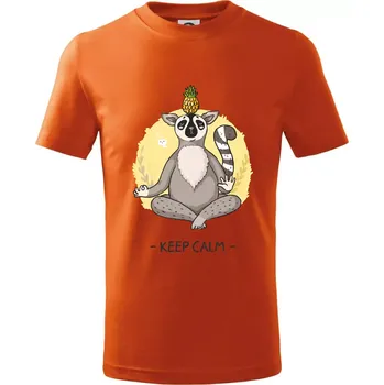 Chlapecké tričko Yoga - keep calm kreslený - Tričko dětské bavlněné - 158 cm/12 let ( Oranžová )
