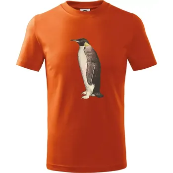 Chlapecké tričko Tučňák kreslený vodovými barvami - Tričko dětské bavlněné - 158 cm/12 let ( Oranžová )