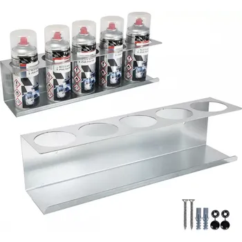 Dílenský regál Držák spreje, kovový závěs pro 5 sprejových nádob z pozinkovaného plechu