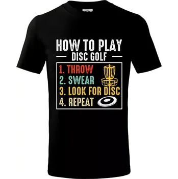 Chlapecké tričko How to play disc golf - Tričko dětské bavlněné - 98 cm / 2 roky ( Černá )