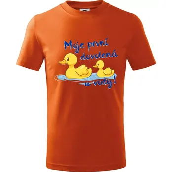 Moje první dovolená u vody - kluk - Tričko dětské bavlněné - 146 cm/10 let ( Oranžová )
