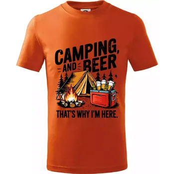Chlapecké oblečení Černý nápis nápis Camping and beer - Tričko dětské bavlněné - 158 cm/12 let ( Oranžová )