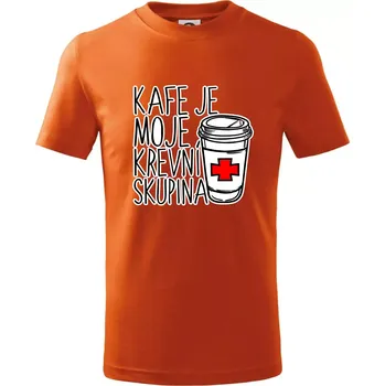 Chlapecké tričko Kafe je moje krevní skupina - Tričko dětské bavlněné - 122 cm/6 let ( Oranžová )