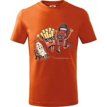 Chlapecké tričko Souboj o hranolky kečup tatarka - Tričko dětské bavlněné - 134 cm/8 let ( Oranžová )