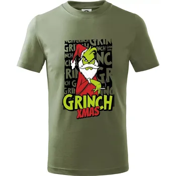 Grinch Xmas - Tričko dětské bavlněné - 104-110cm / 3-4 roky ( Khaki )
