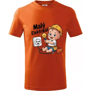 Malý elektrikář - veselá zásuvka - Tričko dětské bavlněné - 104-110cm / 3-4 roky ( Oranžová )