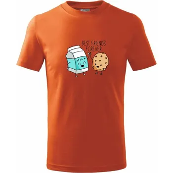 BFF mléko a sušenka - Tričko dětské bavlněné - 122 cm/6 let ( Oranžová )