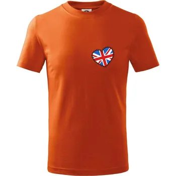 Chlapecké tričko Británie srdce prso - Tričko dětské bavlněné - 104-110cm / 3-4 roky ( Oranžová )