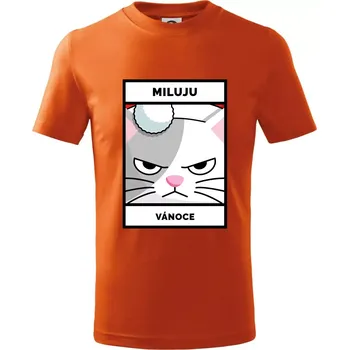 Chlapecké tričko Miluju Vánoce - Tričko dětské bavlněné - 134 cm/8 let ( Oranžová )