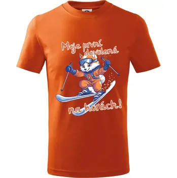 Chlapecké tričko Moje první dovolená na horách oranžová liška - Tričko dětské bavlněné - 134 cm/8 let ( Oranžová )