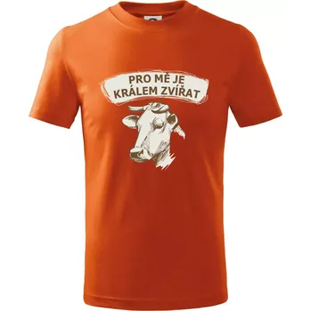 Chlapecké tričko Pro mě je králem zvířat kráva - Tričko dětské bavlněné - 158 cm/12 let ( Oranžová )