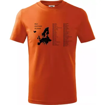 Chlapecké oblečení Můj cestovní seznam - Evropa - Tričko dětské bavlněné - 98 cm / 2 roky ( Oranžová )