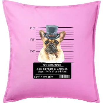 Polštář Lump a darebák francouzský buldoček - Polštář 50x50 - 50x50 - Pouze potah ( Růžová )
