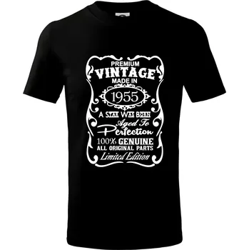 Chlapecké tričko Vintage Etiketa - 1955 - Tričko dětské bavlněné - 98 cm / 2 roky ( Černá )