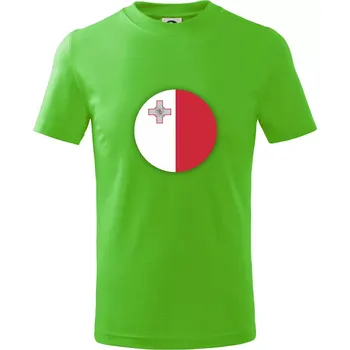 Chlapecké tričko Vlajka Malta kulatá velká - Tričko dětské bavlněné - 98 cm / 2 roky ( Apple Green )