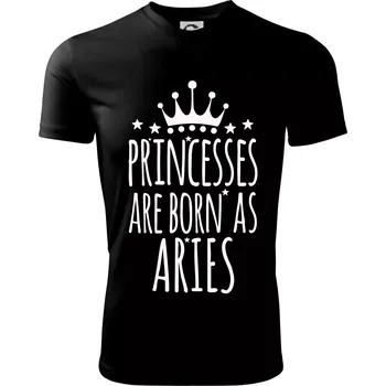 Princesses are born as Aries - Beran - Dětské triko sportovní (dresovina) - 146 cm/10 let ( Černá )