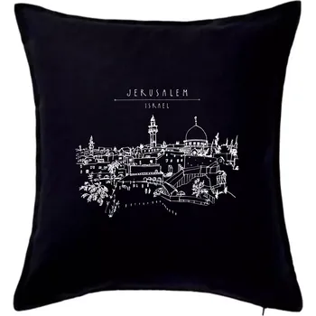 Polštář Kreslený Jeruzalém - Polštář 50x50 - 50x50 - Pouze potah ( Černá )