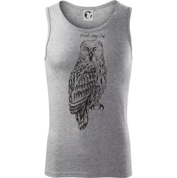 Puštík vousatý great gray owl - Tílko pánské Core - S ( Tmavě šedý melír )