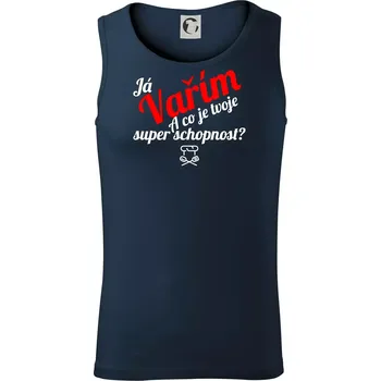 Já vařím - tvoje superschopnost? šikmý nápis - Tílko pánské Core - L ( Námořní modrá (velmi tmavá - téměř černá) )