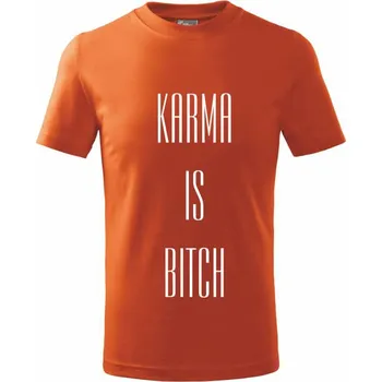 Chlapecké tričko Karma nápis velký - Tričko dětské bavlněné - 134 cm/8 let ( Oranžová )