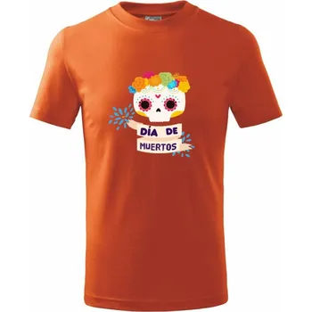 Dia de muertos - Tričko dětské bavlněné - 146 cm/10 let ( Oranžová )