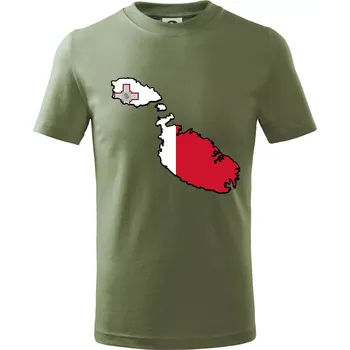 Mapa Malta s vlajkou - Tričko dětské bavlněné - 134 cm/8 let ( Khaki )