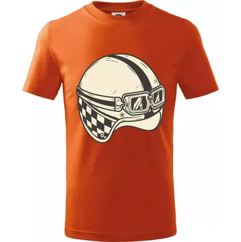 Moto helma - žalud - Tričko dětské bavlněné - 104-110cm / 3-4 roky ( Oranžová )