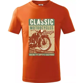Moto garage malibu - Tričko dětské bavlněné - 104-110cm / 3-4 roky ( Oranžová )