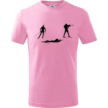 Biatlonistka závod - Tričko dětské bavlněné - 98 cm / 2 roky ( Růžová )