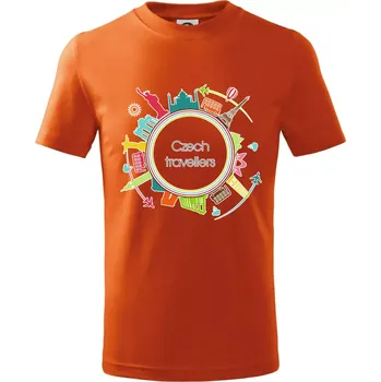 Chlapecké tričko Czech Travelers barevný - Tričko dětské bavlněné - 104-110cm / 3-4 roky ( Oranžová )