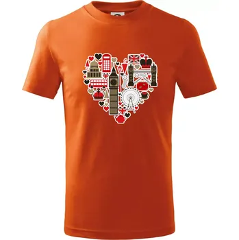 Britské srdce - objekty - Tričko dětské bavlněné - 104-110cm / 3-4 roky ( Oranžová )