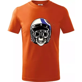 Moto helma letec - Tričko dětské bavlněné - 104-110cm / 3-4 roky ( Oranžová )