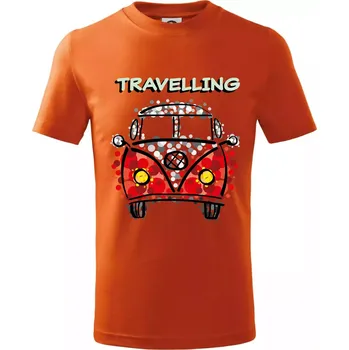 Chlapecké tričko Traveling kreslene auto (lulu_art) - Tričko dětské bavlněné - 134 cm/8 let ( Oranžová )