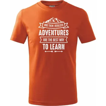 Chlapecké tričko Adventure are best way to learn - Tričko dětské bavlněné - 146 cm/10 let ( Oranžová )