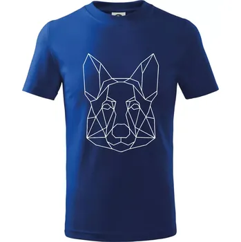 Chlapecké tričko Německý ovčák - Geometrie - Tričko dětské bavlněné - 98 cm / 2 roky ( Královská modrá )