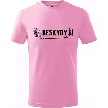 Chlapecké tričko Beskydy nápis - Tričko dětské bavlněné - 98 cm / 2 roky ( Růžová )