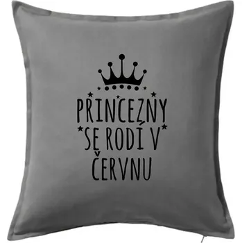 Polštář Princezny se rodí v červnu - Polštář 50x50 - 50x50 - Pouze potah ( Tmavě šedý melír )