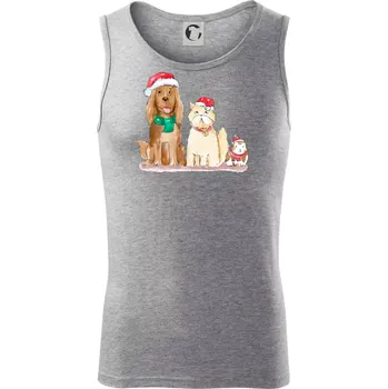 Veselé vánoce - pes, křeček a kočka - Tílko pánské Core - XL ( Tmavě šedý melír )