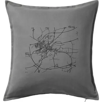 Polštář Černobílá mapa Cerhovice 267 61 - Polštář 50x50 - 50x50 - Včetně výplně ( Tmavě šedý melír )