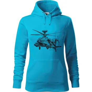 Dámská mikina Mikina - Apache AH-64E Guardian Barva: Modrá - tyrkysová (44), Velikost: L, Střih: Dámské