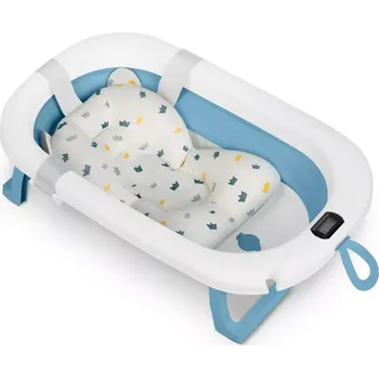 koupací vanička Skládací vanička pro děti a kojence s teploměrem a vložkou bílo-modrá (728700)