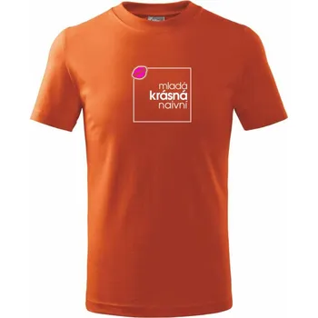 Chlapecké tričko Mladá, krásná, naivní ve čtverci - Tričko dětské bavlněné - 134 cm/8 let ( Oranžová )